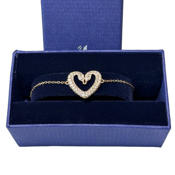Swarovski Una bracelet Heart, Medium, White, Rose gold-tone plated - Picture 1 of 7